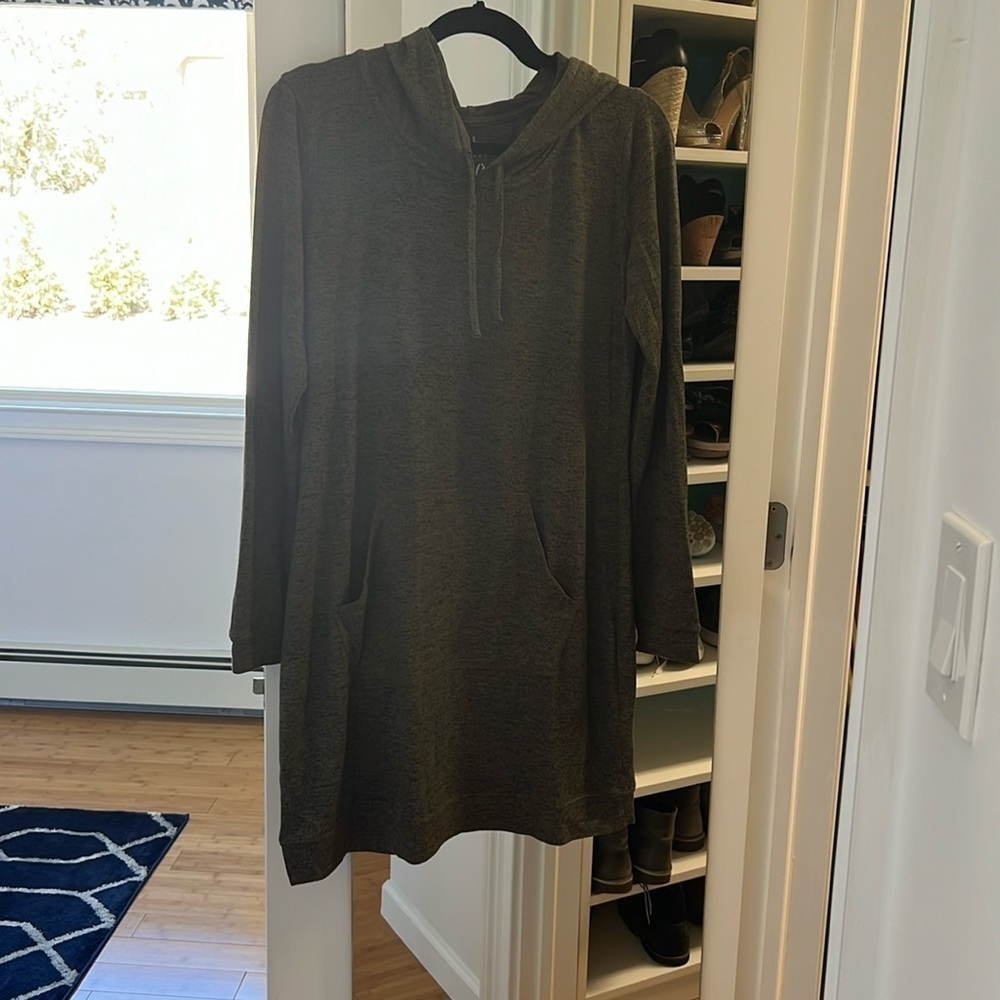 Super comfy green heathered hoodie tunic dress